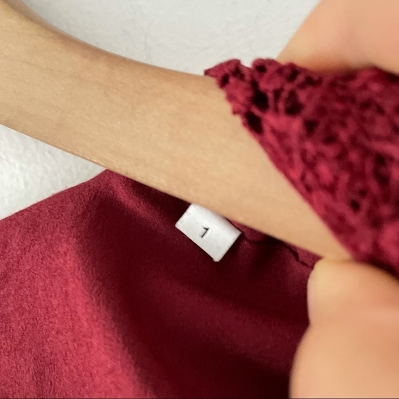 Sandro Bordeaux Guipure Crochet Lace Mini Dress Red - Picture 13 of 16